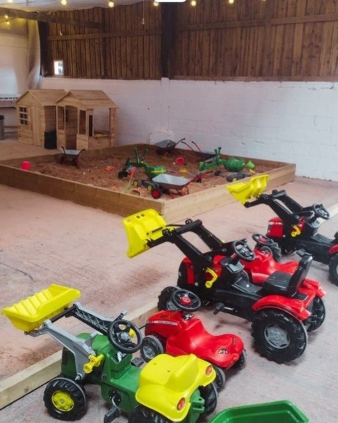 toy tractors ready in the play barn